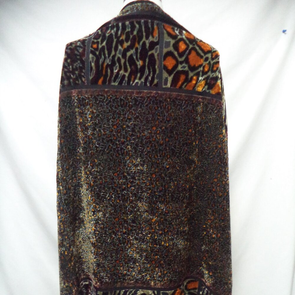 Carole Little Vintage Y2K Velvet burnout Duster Cardigan Cover-Up Shawl Size 14 - Picture 5 of 13
